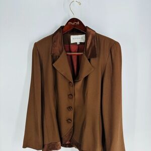Hugo Buscati Brown Satin-Trim Blazer
